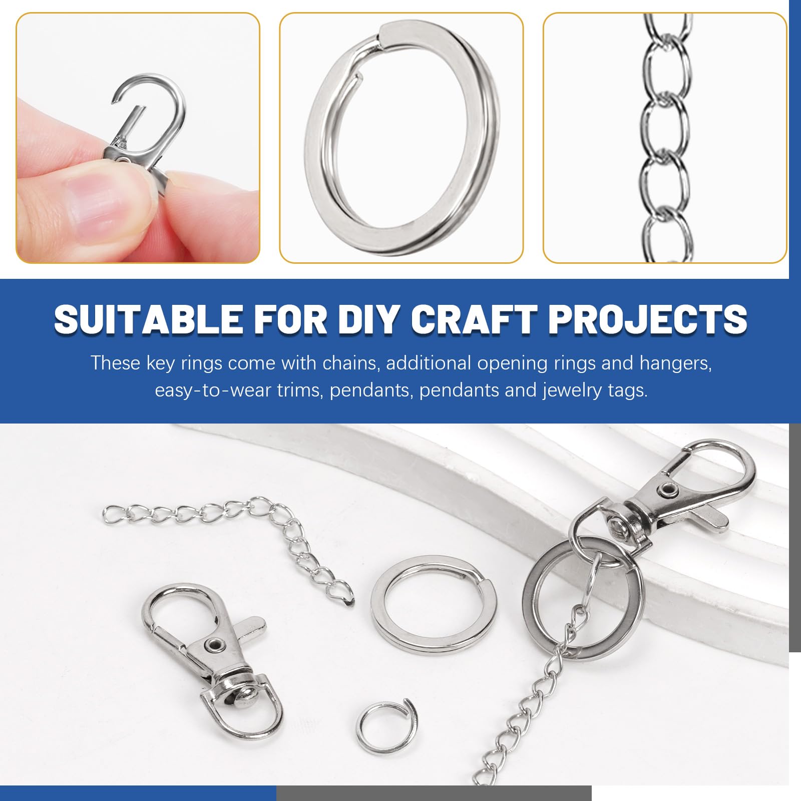 Amazon.com: Glarks 125pcs Silver Keychain Making Kit, Keychain